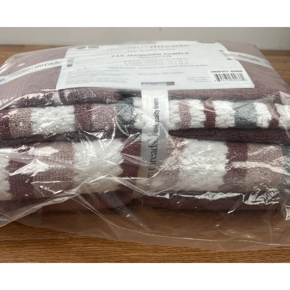 Modern Threads 6 Piece Pax Jacquard Towel Set in Rosewood Bath,Hand,Washcloths